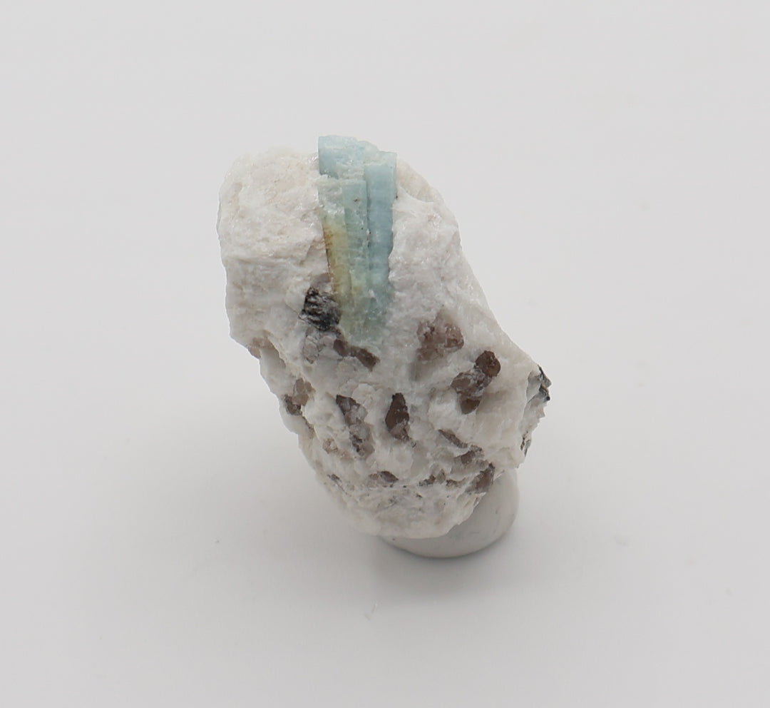 Aquamarine and Bi-Colour Beryl Cluster on Smoky Quartz and Feldspar