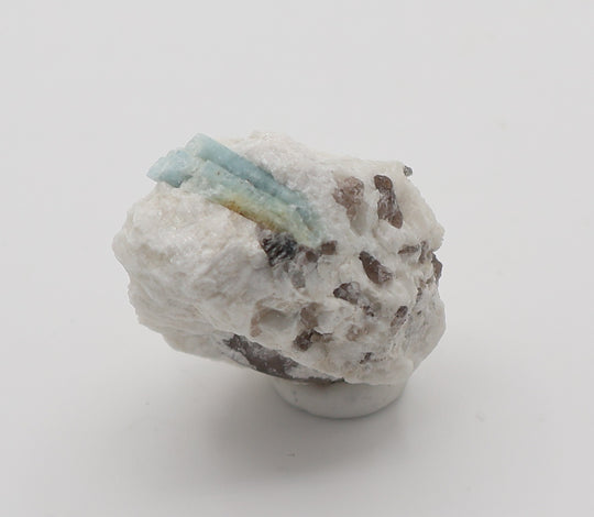 Aquamarine and Bi-Colour Beryl Cluster on Smoky Quartz and Feldspar