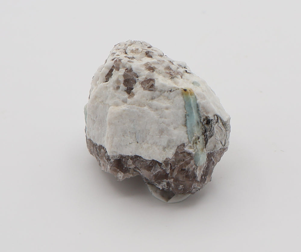 Aquamarine Cluster with Mica on Smoky Quartz and Feldspar