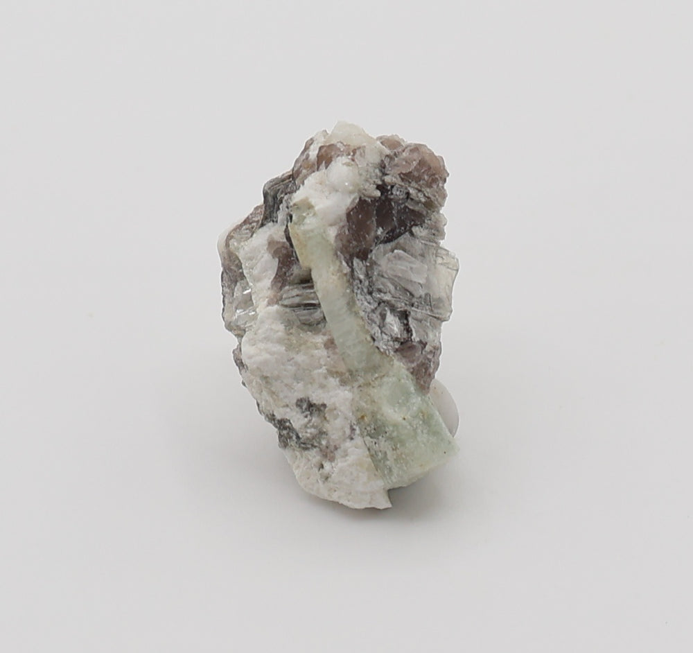 Sceptered Aquamarine with Mica on Smoky Quartz and Feldspar