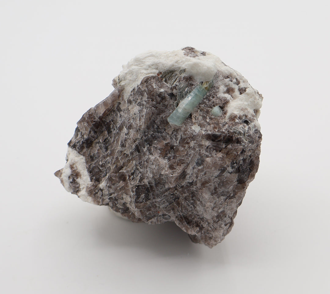 Bi-Colour Beryl with Mica on Smoky Quartz and Feldspar