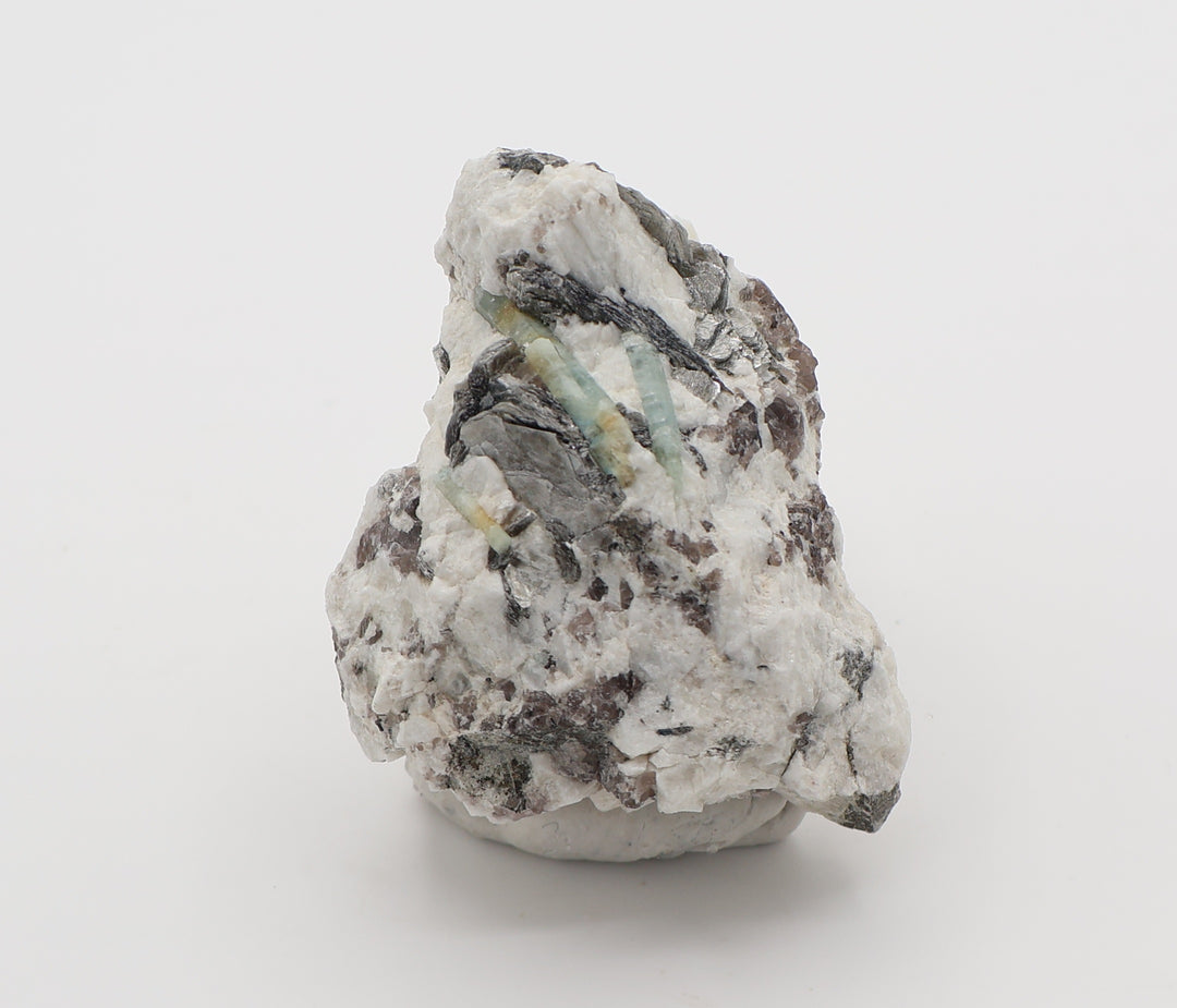 Bi-Colour Beryl Cluster with Mica on Smoky Quartz and Feldspar