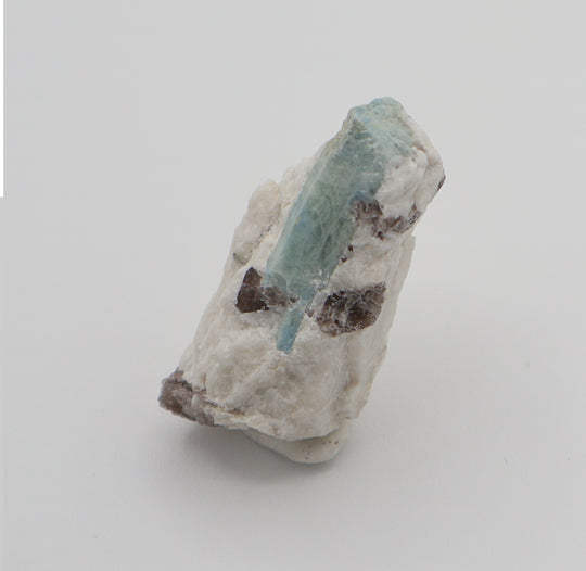 Aquamarine on Smoky Quartz and Feldspar
