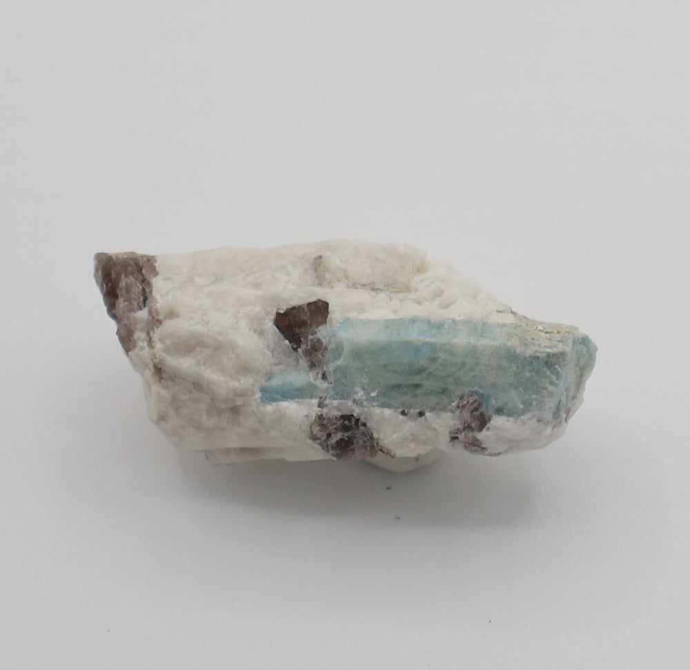 Aquamarine on Smoky Quartz and Feldspar