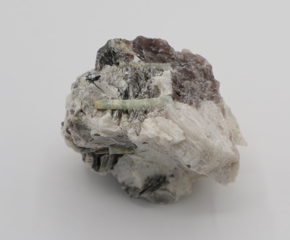 Heliodor Capped Aquamarine with Mica on Smoky Quartz and Feldspar