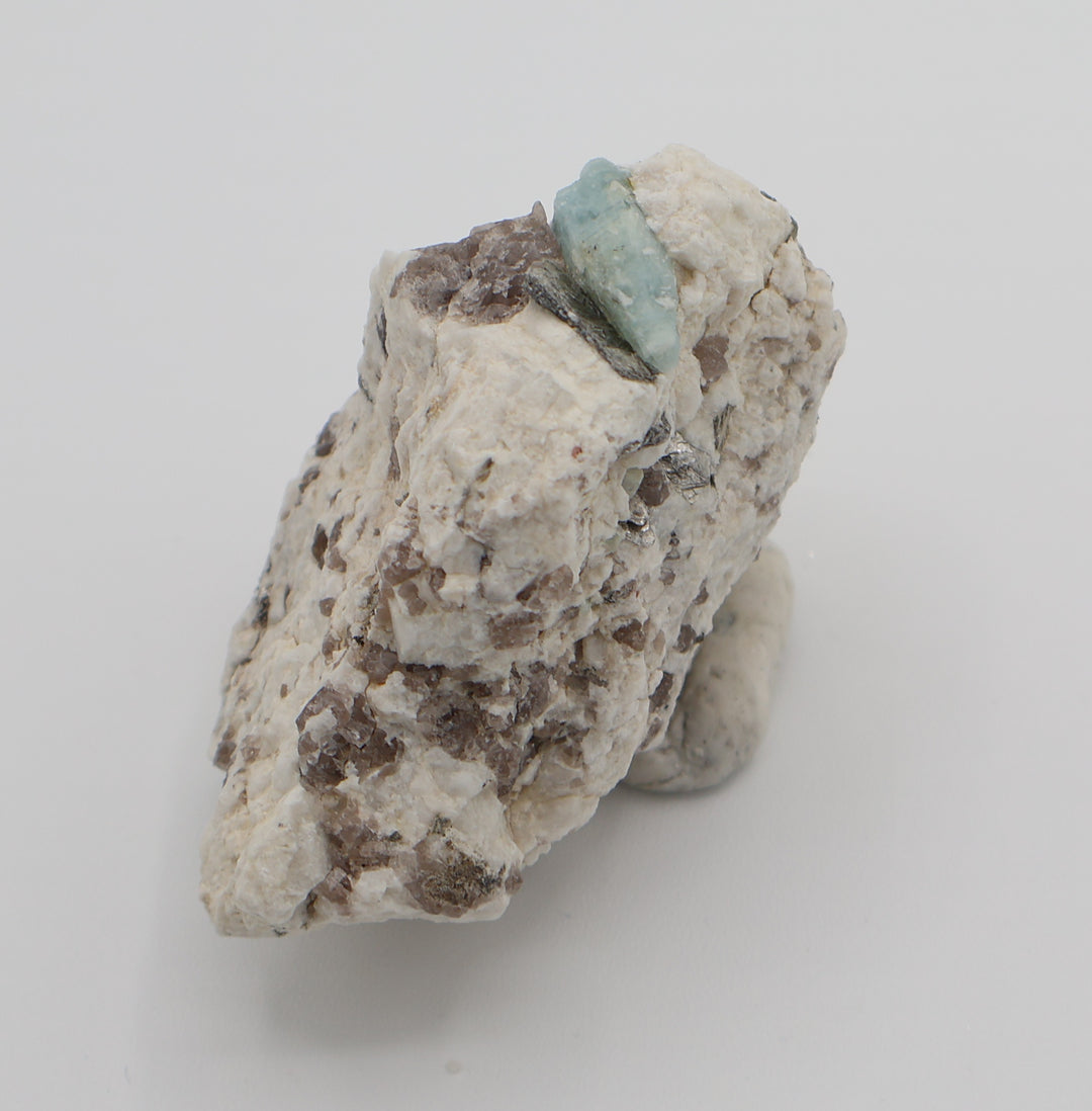 Sceptered Aquamarine with Mica on Smoky Quartz and Feldspar