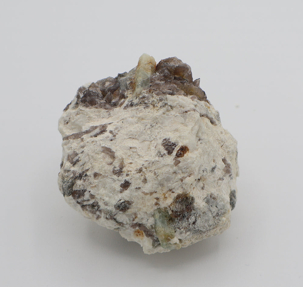 Aquamarine and Heliodor with Mica on Smoky Quartz and Feldspar