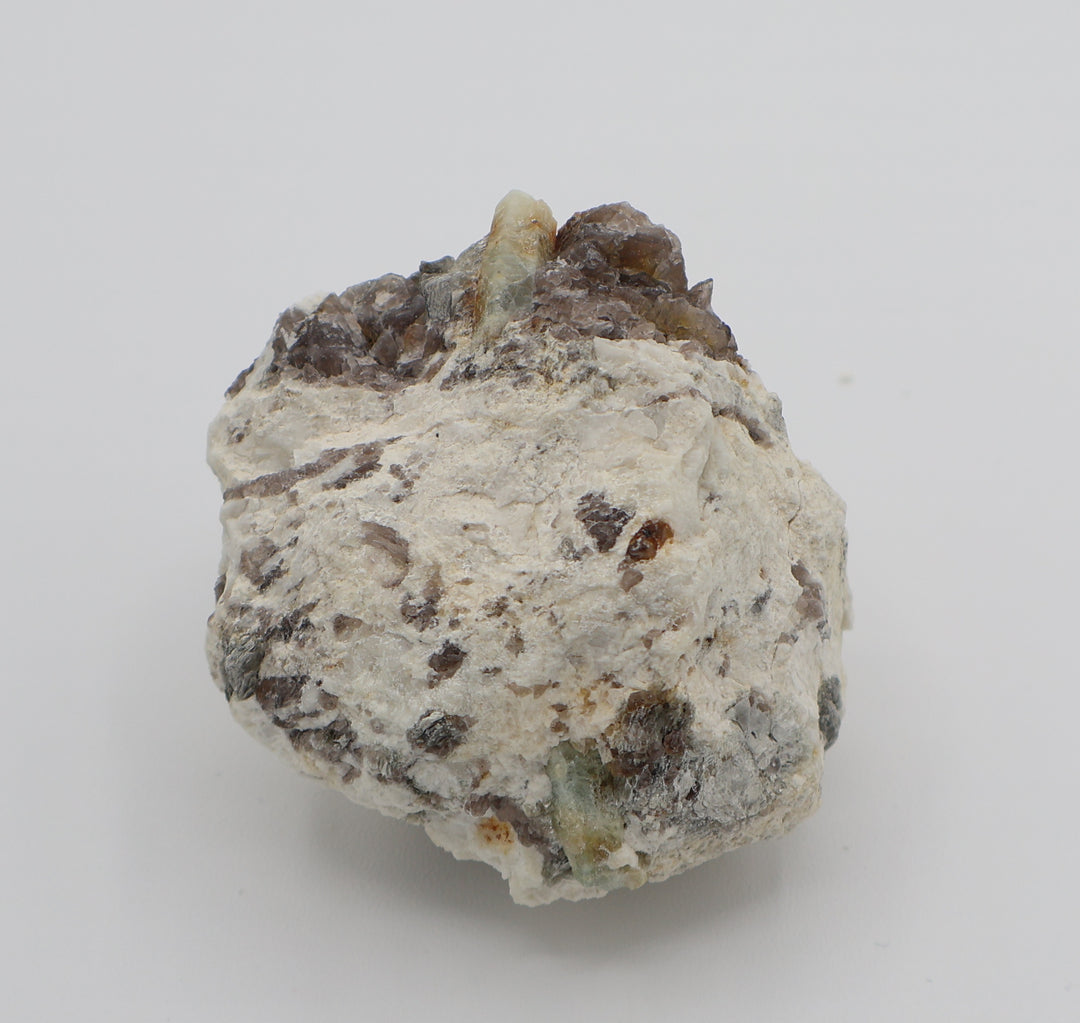 Aquamarine and Heliodor with Mica on Smoky Quartz and Feldspar