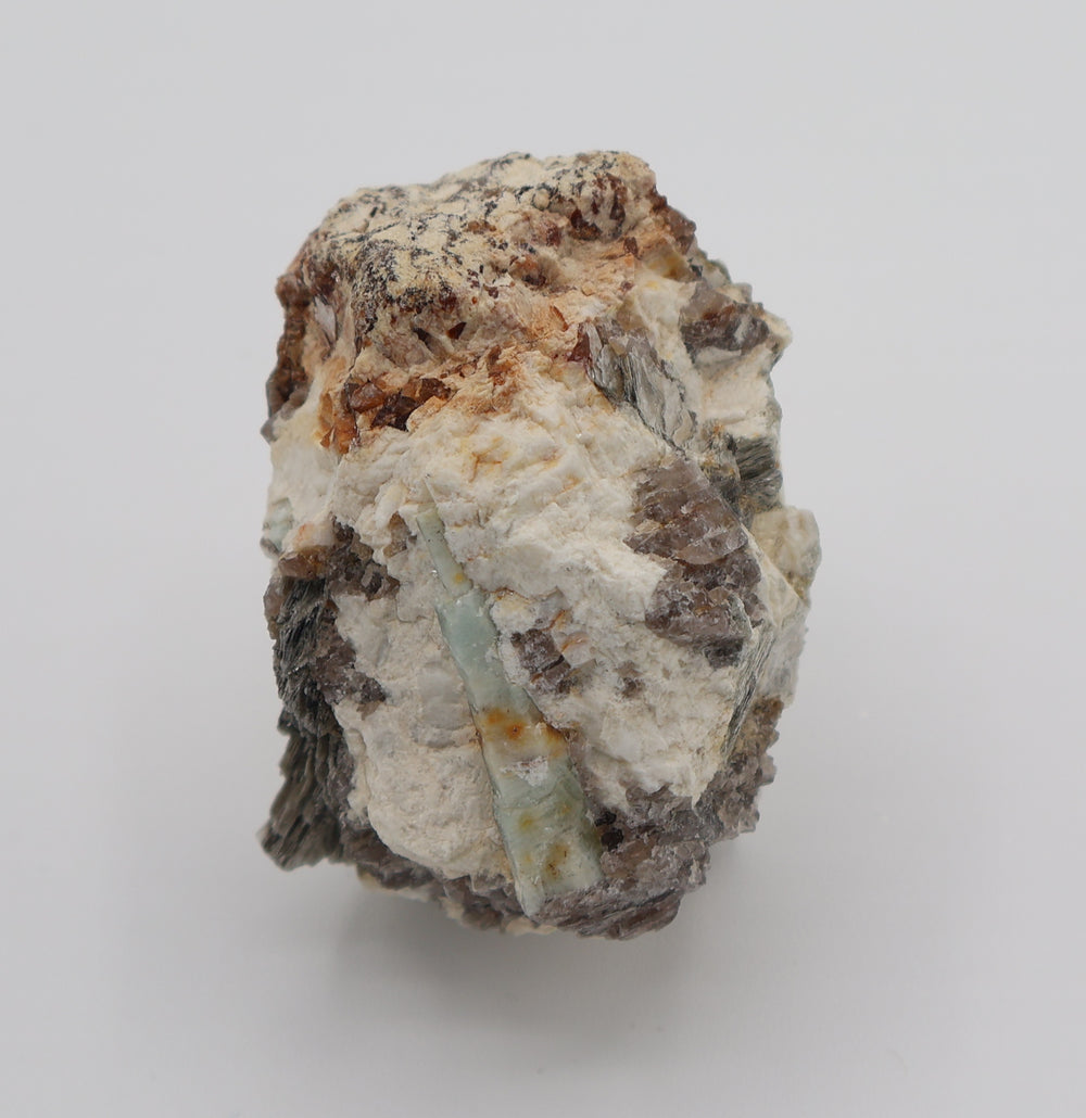Sceptered Bi-Colour Beryl with Mica on Smoky Quartz and Feldspar