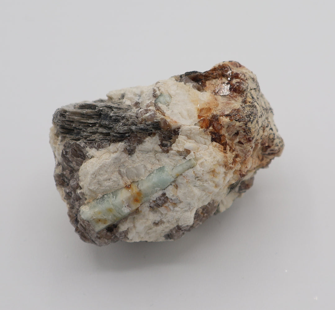Sceptered Bi-Colour Beryl with Mica on Smoky Quartz and Feldspar