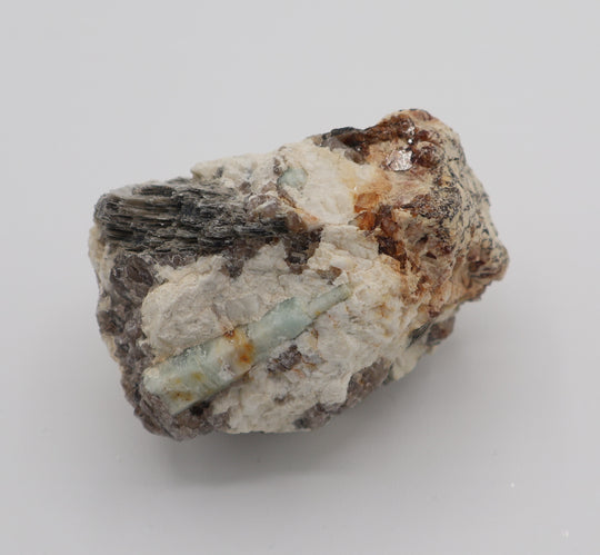 Sceptered Bi-Colour Beryl with Mica on Smoky Quartz and Feldspar