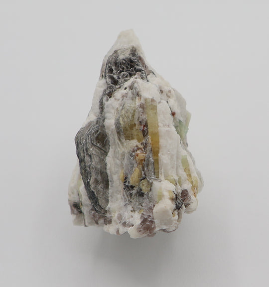 Heliodor Cluster with Aquamarine, Spessartine Garnet, Mica, Smoky Quartz, on Feldspar