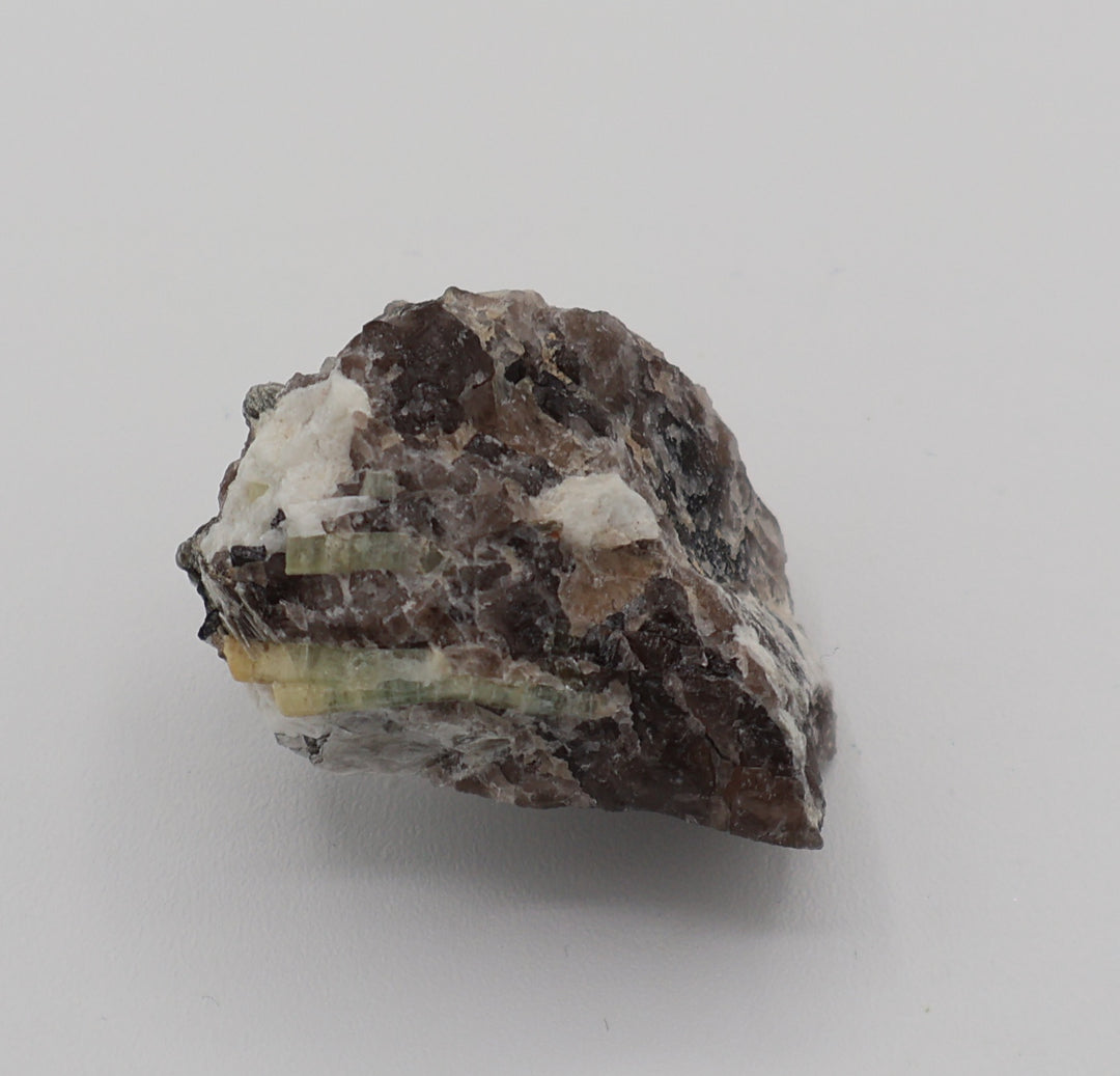 Heliodor Capped Aquamarine with Mica, Hematite, on Smoky Quartz and Feldspar