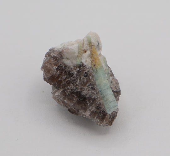 Sceptered Bi-Colour Beryl with Apatite on Smoky Quartz and Feldspar