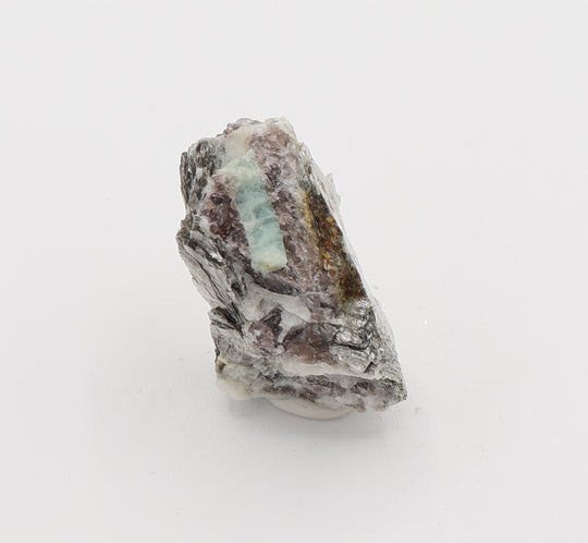 Aquamarine with Mica on Smoky Quartz and Feldspar