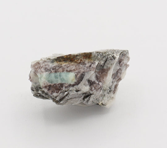 Aquamarine with Mica on Smoky Quartz and Feldspar