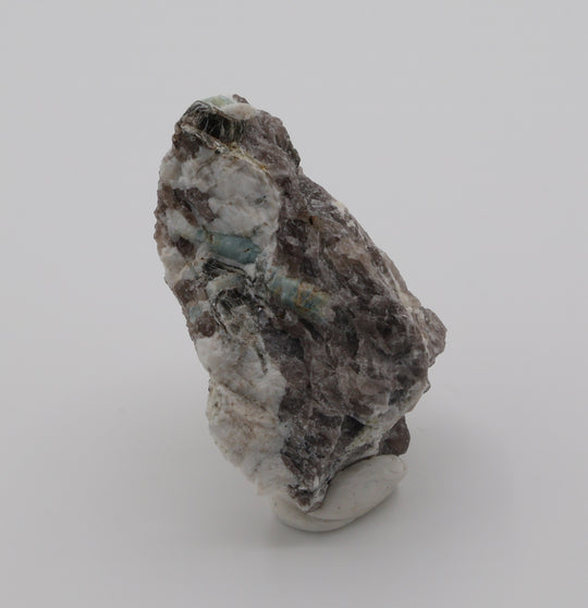 Aquamarine with Mica on Smoky Quartz and Feldspar