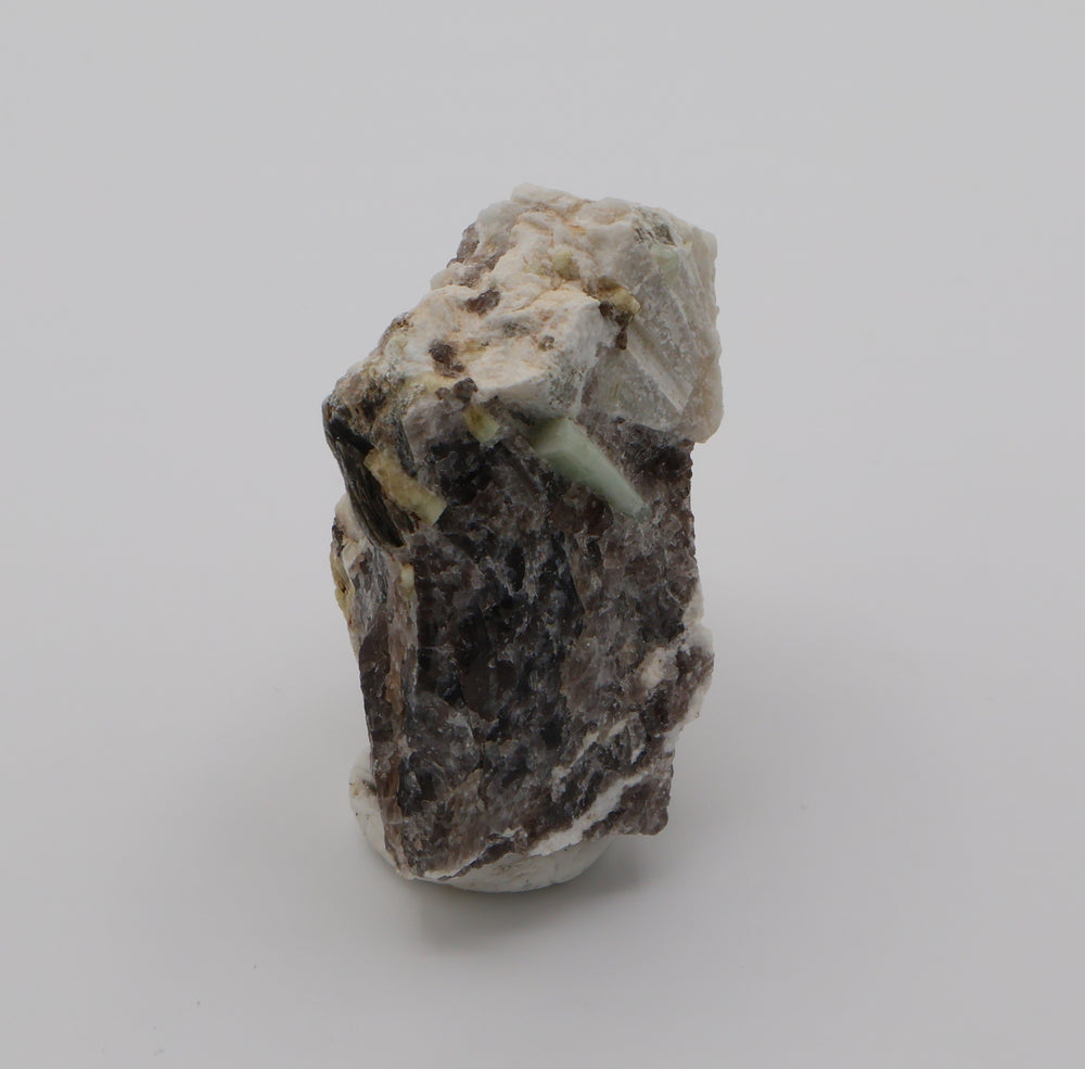 Aquamarine with Heliodor, Mica, on Smoky Quartz and Feldspar