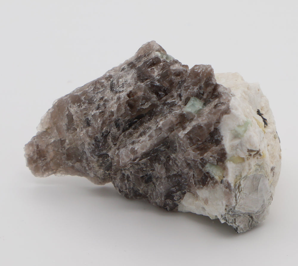 Sceptered Bi-Colour Beryl, Aquamarine, Heliodor, Hematite, Mica, on Smoky Quartz and Feldspar