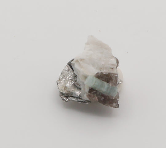 Aquamarine on Mica, Smoky Quartz, Feldspar
