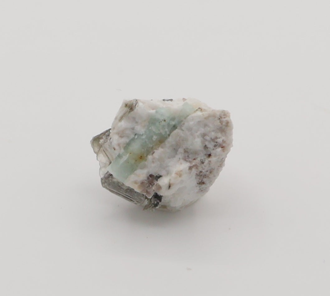 Aquamarine with Mica and Smoky Quartz on Feldspar