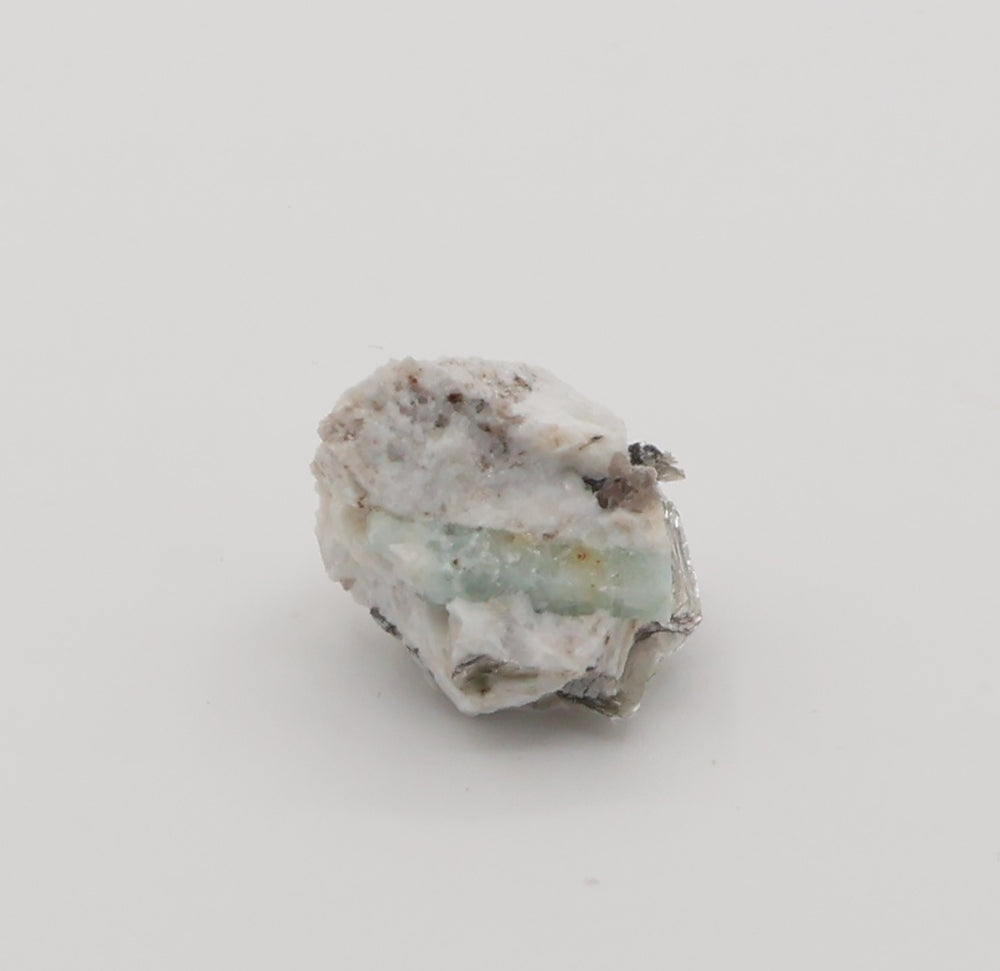 Aquamarine with Mica and Smoky Quartz on Feldspar