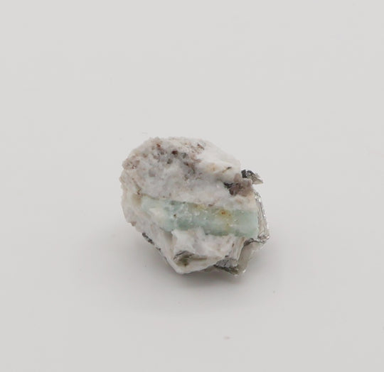 Aquamarine with Mica and Smoky Quartz on Feldspar
