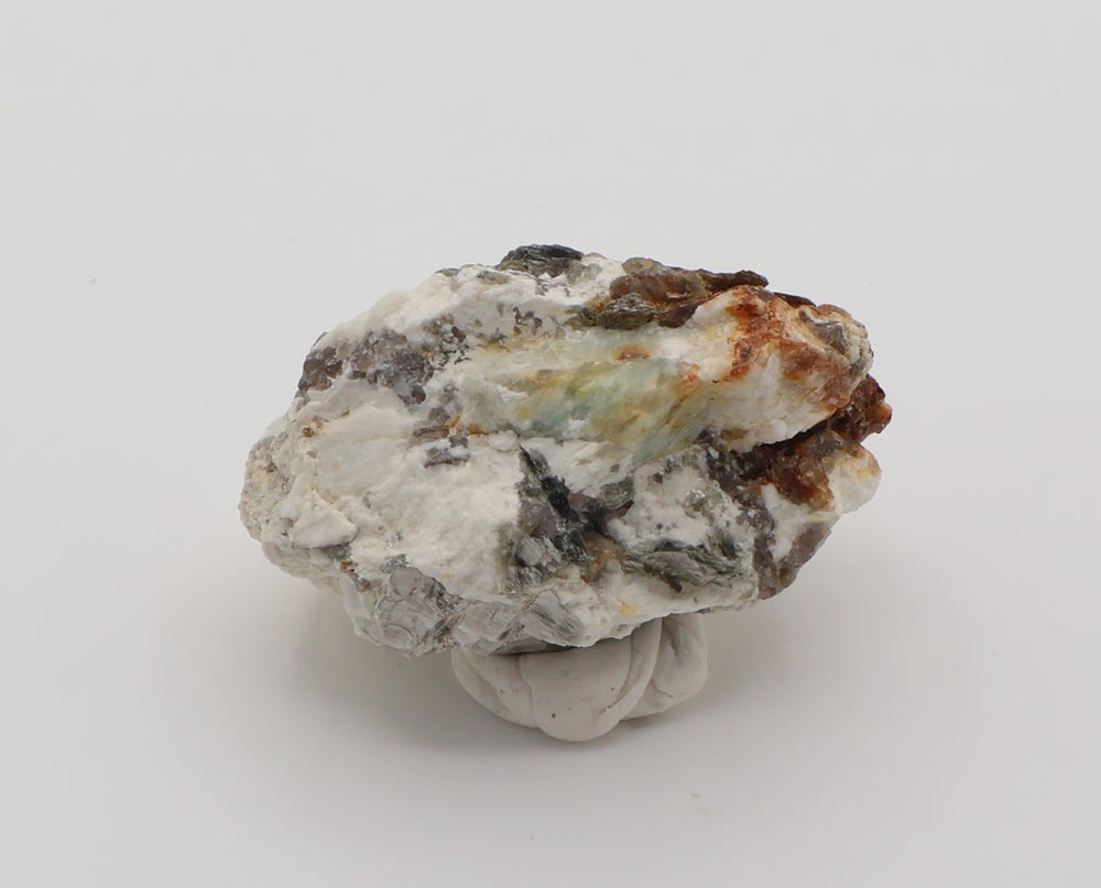 Aquamarine on Mica, Smoky Quartz, Feldspar