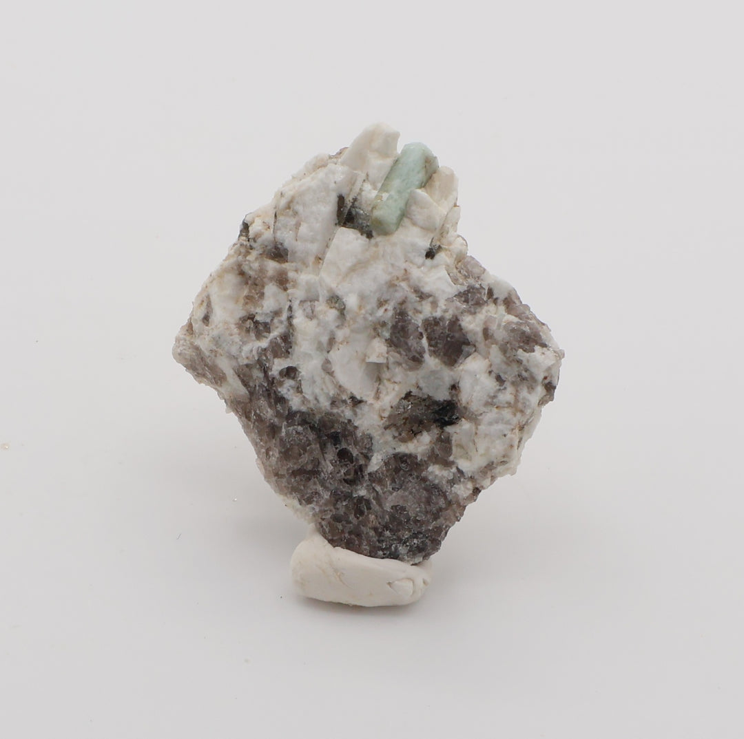 Aquamarine with Mica on Smoky Quartz and Feldspar