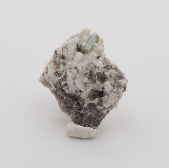 Aquamarine with Mica on Smoky Quartz and Feldspar