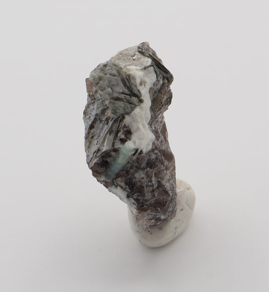 Aquamarine with Mica and Feldspar on Smoky Quartz