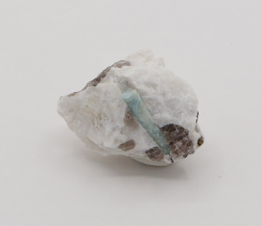 Aquamarine with Mica and Smoky Quartz on Feldspar