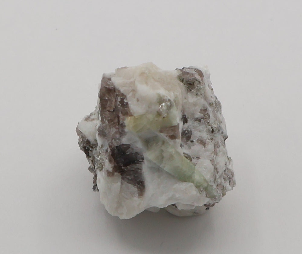 Aquamarine and Heliodor with Mica on Smoky Quartz and Feldspar