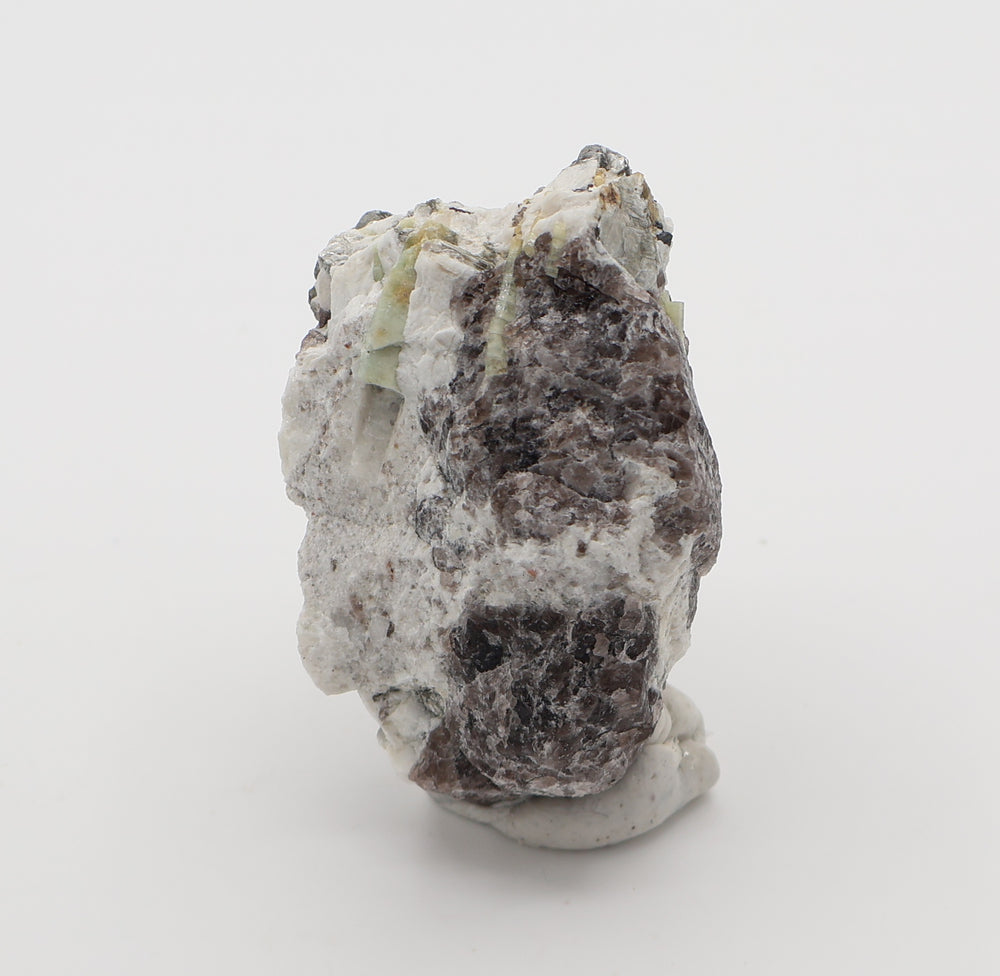 Heliodor Capped Aquamarine Cluster with Mica, Hematite, on Smoky Quartz and Feldspar