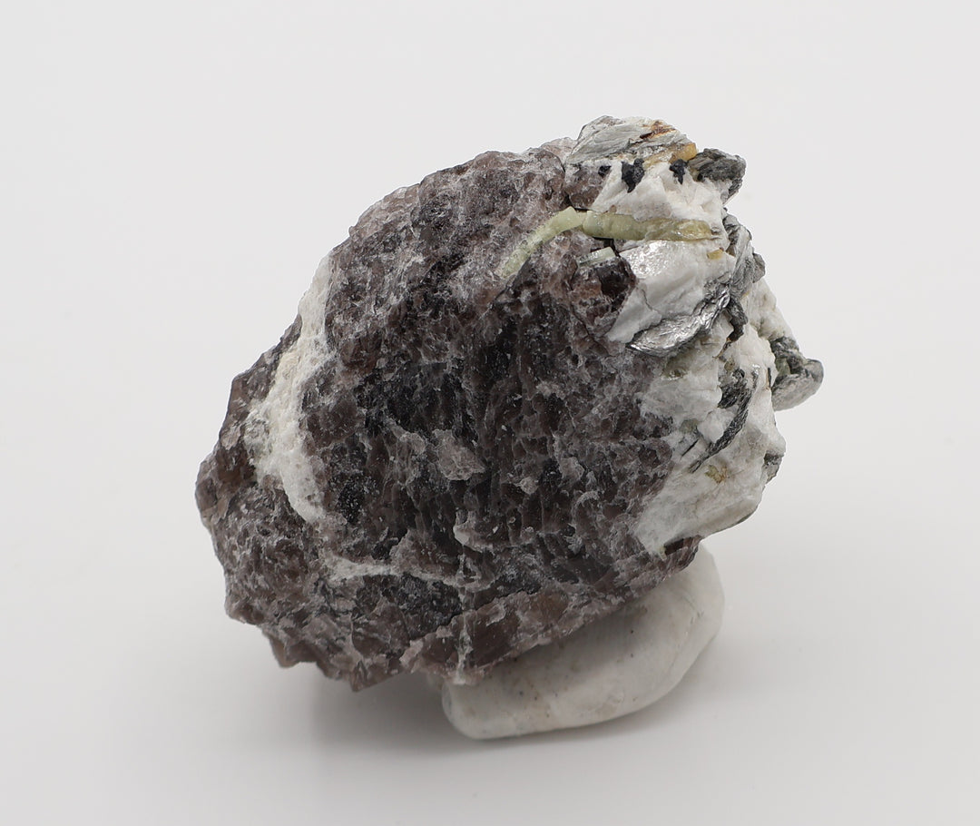 Heliodor Capped Aquamarine Cluster with Mica, Hematite, on Smoky Quartz and Feldspar