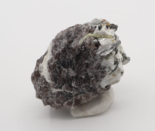 Heliodor Capped Aquamarine Cluster with Mica, Hematite, on Smoky Quartz and Feldspar