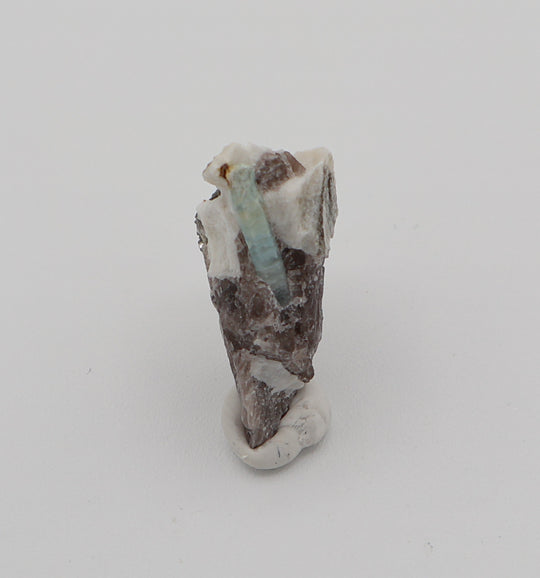 Aquamarine with Hematite, Mica, On Smoky Quartz and Feldspar