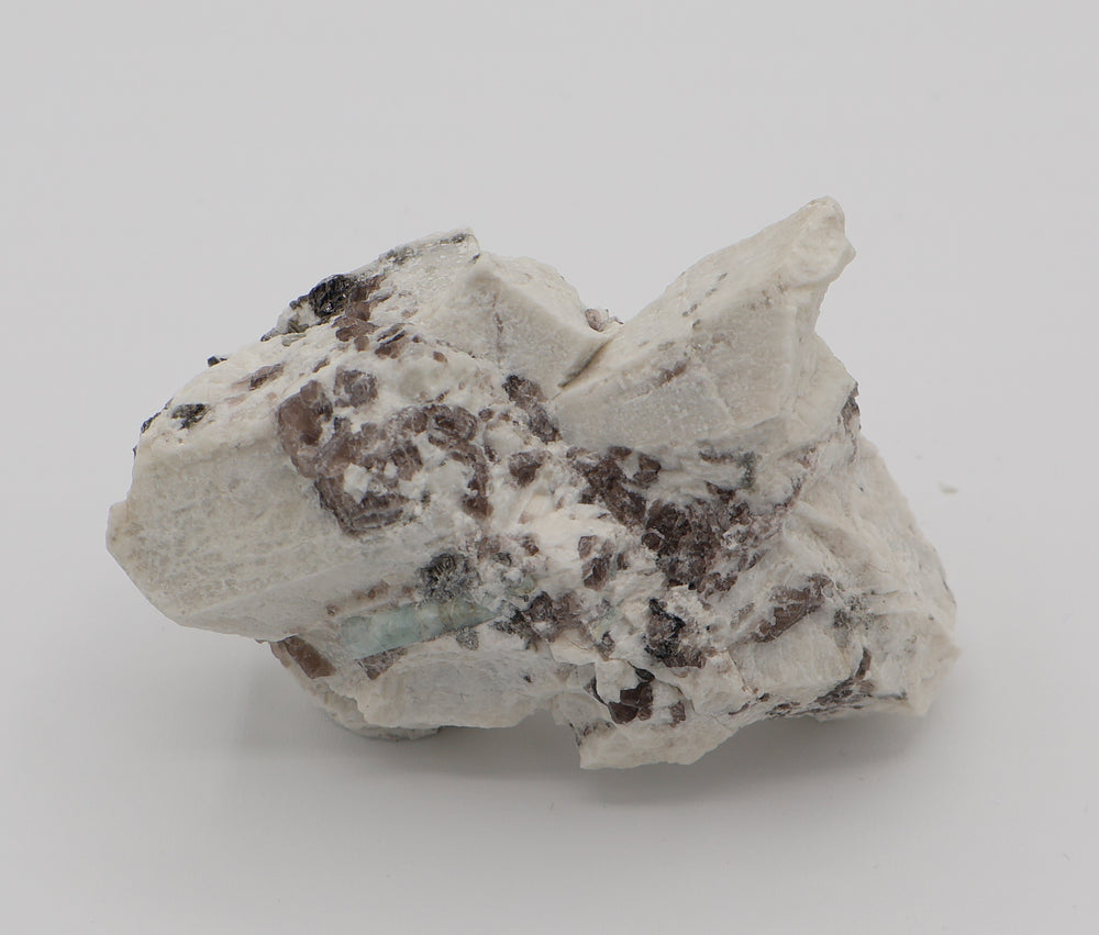 Aquamarine with Mica on Smoky Quartz and Feldspar