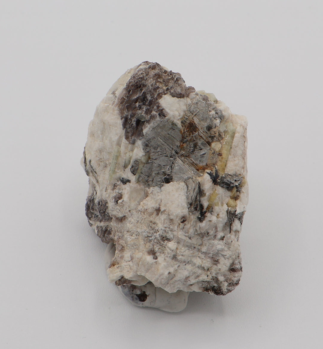 Aquamarine and Heliodor with Mica, Hematite, on Smoky Quartz and Feldspar