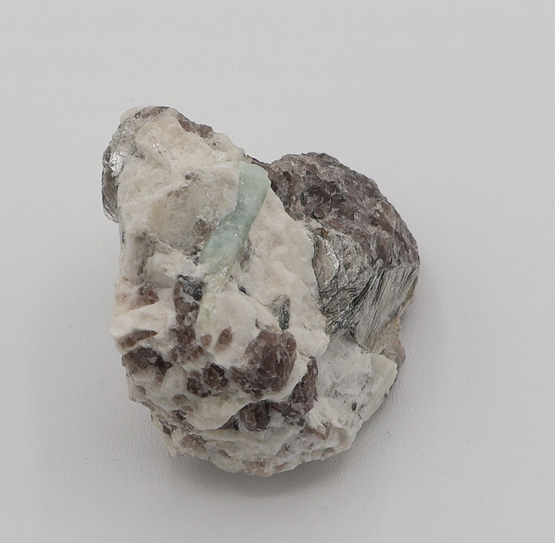 Sceptered Bi-Colour Beryl with Mica on Smoky Quartz and Feldspar