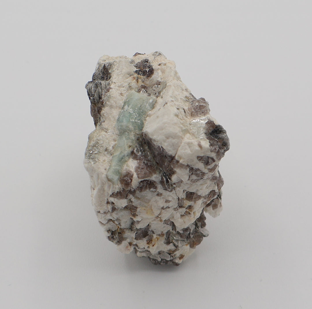 Sceptered Aquamarine with Mica on Smoky Quartz and Feldspar