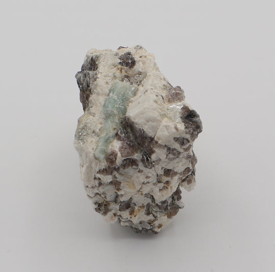 Sceptered Aquamarine with Mica on Smoky Quartz and Feldspar