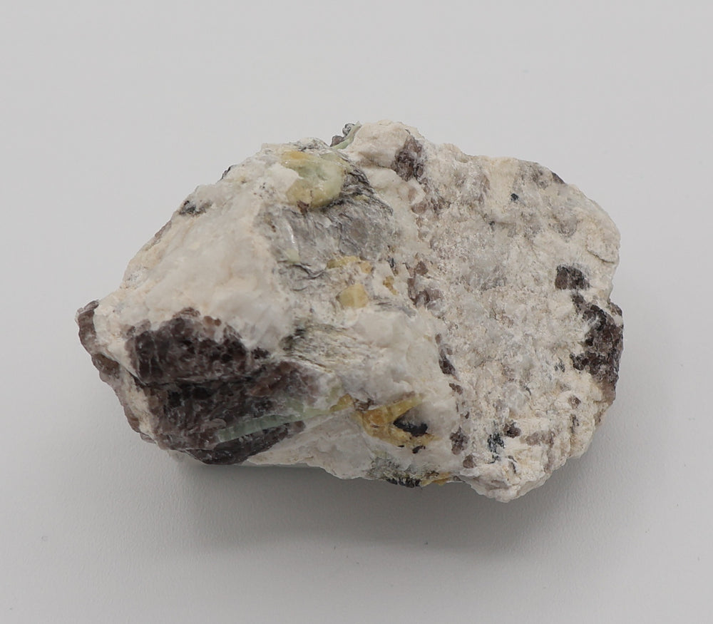 Bi-Colour Beryl Cluster with Mica, Hematite, on Smoky Quartz and Feldspar