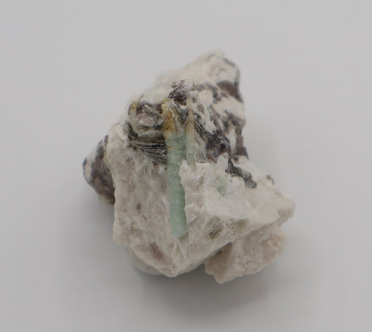 Heliodor Capped Aquamarine Cluster with Mica on Smoky Quartz and Feldspar