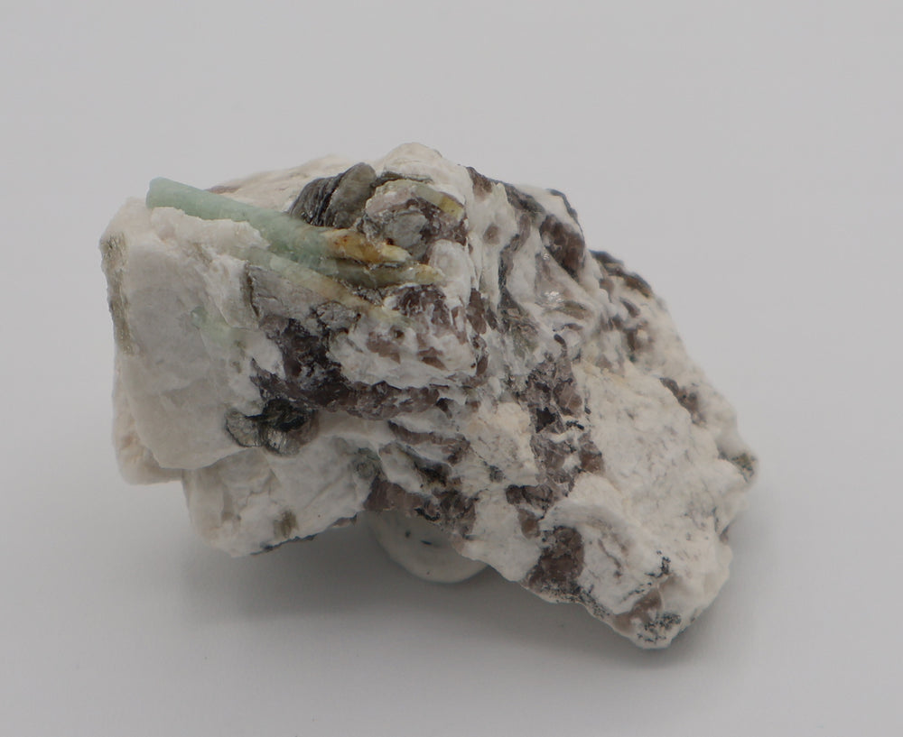 Heliodor Capped Aquamarine Cluster with Mica on Smoky Quartz and Feldspar