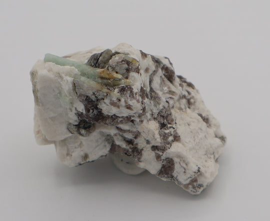 Heliodor Capped Aquamarine Cluster with Mica on Smoky Quartz and Feldspar