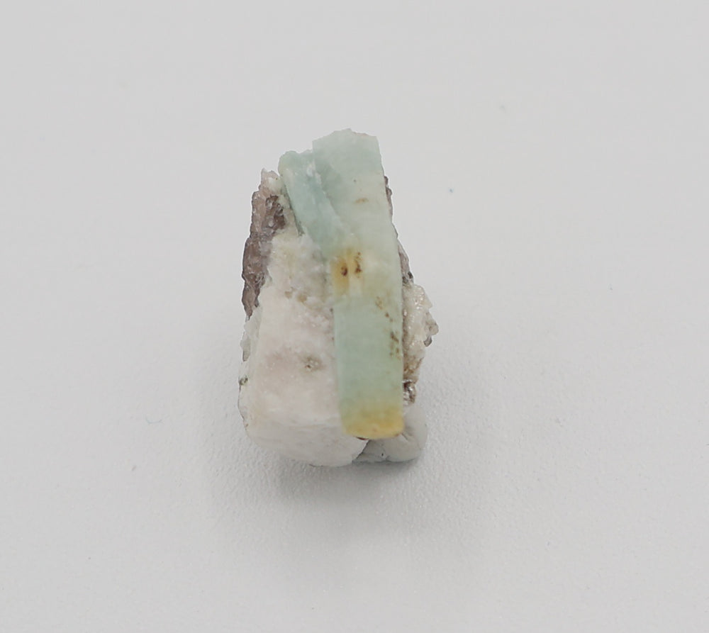 Heliodor Capped Aquamarine with Mica on Smoky Quartz and Feldspar