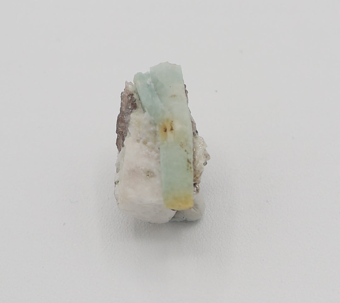 Heliodor Capped Aquamarine with Mica on Smoky Quartz and Feldspar
