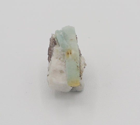 Heliodor Capped Aquamarine with Mica on Smoky Quartz and Feldspar