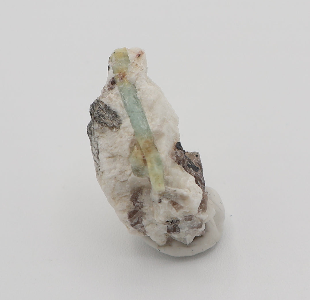 Bi-Colour Beryl with Mica and Smoky Quartz on Feldspar
